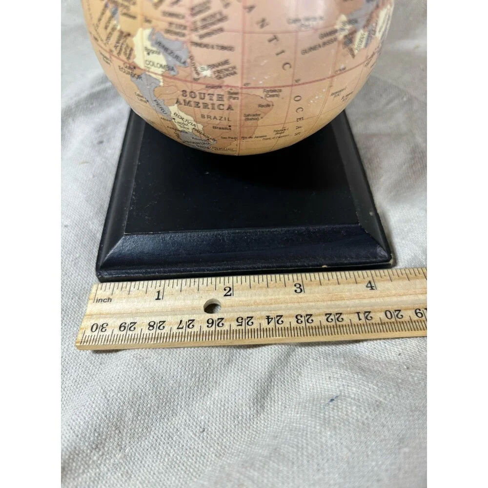 Vintage Pier 1 Rotating Globe Bookend Wood Stands World Map Single Only